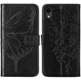 thumbnail image 5 of Phone Case for iPhone XR Wallet,Card Holder [Kickstand][Wrist Strap] Butterfly Floral Embossed for Women PU Leather Flip Protective Cover for iPhone XR Cases 2021 (Black), 5 of 16