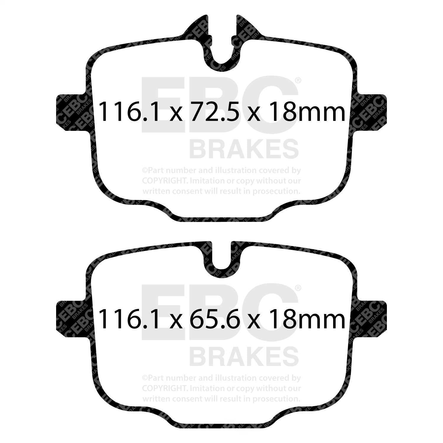 EBC Brakes DP62089 6000 Series Greenstuff Truck/SUV Brakes Disc Pads, Rear Pad Dimensions: 95 x 52