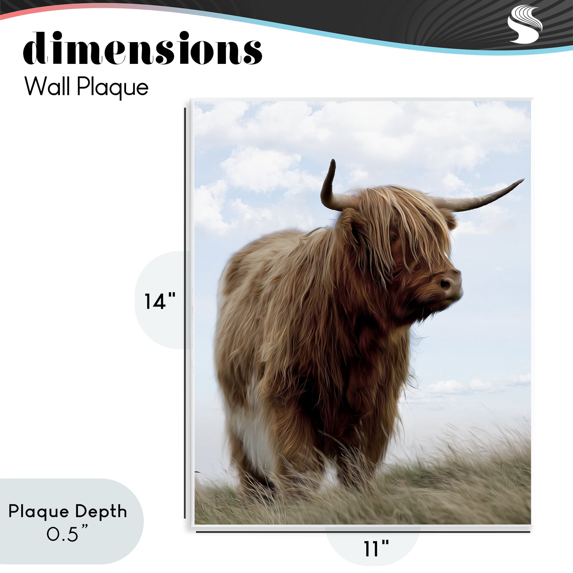 Stupell Industries Restful Look Highland Cattle Wall Plaque Art, design by Marcus Prime
