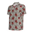 thumbnail image 3 of Daiia Leopard Print Rose Pattern Men’s Polo Shirts,Solid Deck Shirt,Classic Fit, Breathable Cotton Polo for Casual and Sport Wear-Large, 3 of 9