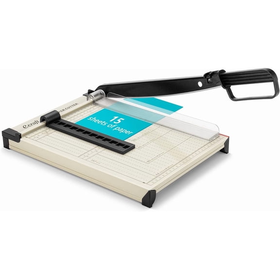 12" Guillotine Paper Cutter：Paper Trimmer Accurate Cutting with Safety Guard,15 Sheets Capacity,Magnetic Guide,Heavy Duty Metal Base, Perfect for Cardstock,Cardboard,Vinyl,Crafts & Photos