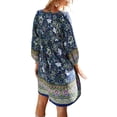 thumbnail image 4 of Womens Boho Floral Dresses V Neck Long Sleeve Ruffle Hem A-Line Mini Dress Beachwear, 4 of 6