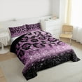 thumbnail image 3 of jejeloiu Cheetah Print Full Size Comforter Sets,Leopard Pattern Bedding Comforter Set,Purple Bling Print Bedding Sets For Teens Kids,Breathable Home Decor Reversible,3 Pieces, 3 of 8