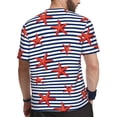 thumbnail image 2 of Wukai Starfish Navy Blue Stripe Print Men's Short-Sleeved Mesh T-Shirt,Quick-Dry Short Sleeve Workout T-Shirt-Small, 2 of 8