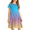 thumbnail image 5 of Girls 2025 Summer Dresses Short Sleeve Gradient Dress Soft and Comfortable Casual Summer Wear for Parties and Daily Dresses ,Sie:140, 5 of 5