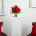 thumbnail image 4 of Nearly Natural 1379-RD Rose 7 Maiden Hair with Floral Planter, Red, 4 of 4