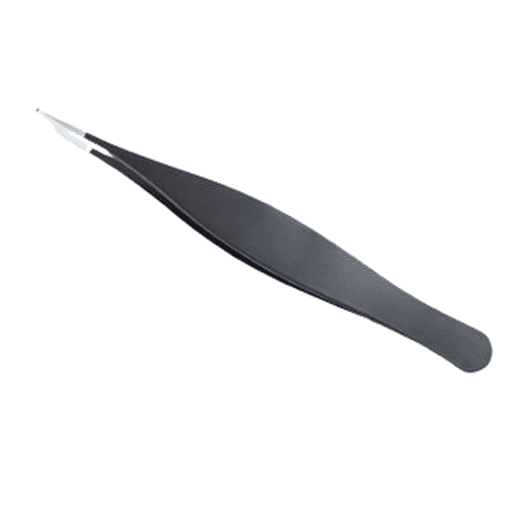 Slanted Tip Stainless Steel Tweezers for Eyebrows and Eyelashes - Black