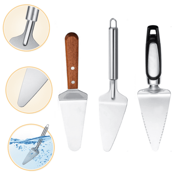 3 Pieces Pie Server Set Stainless Steel Pie Spatula Serrated Cake Cutter with Comfortable Handle, Easy to Grip for Cutting and Serving Desserts Brownies Pizza and Cake