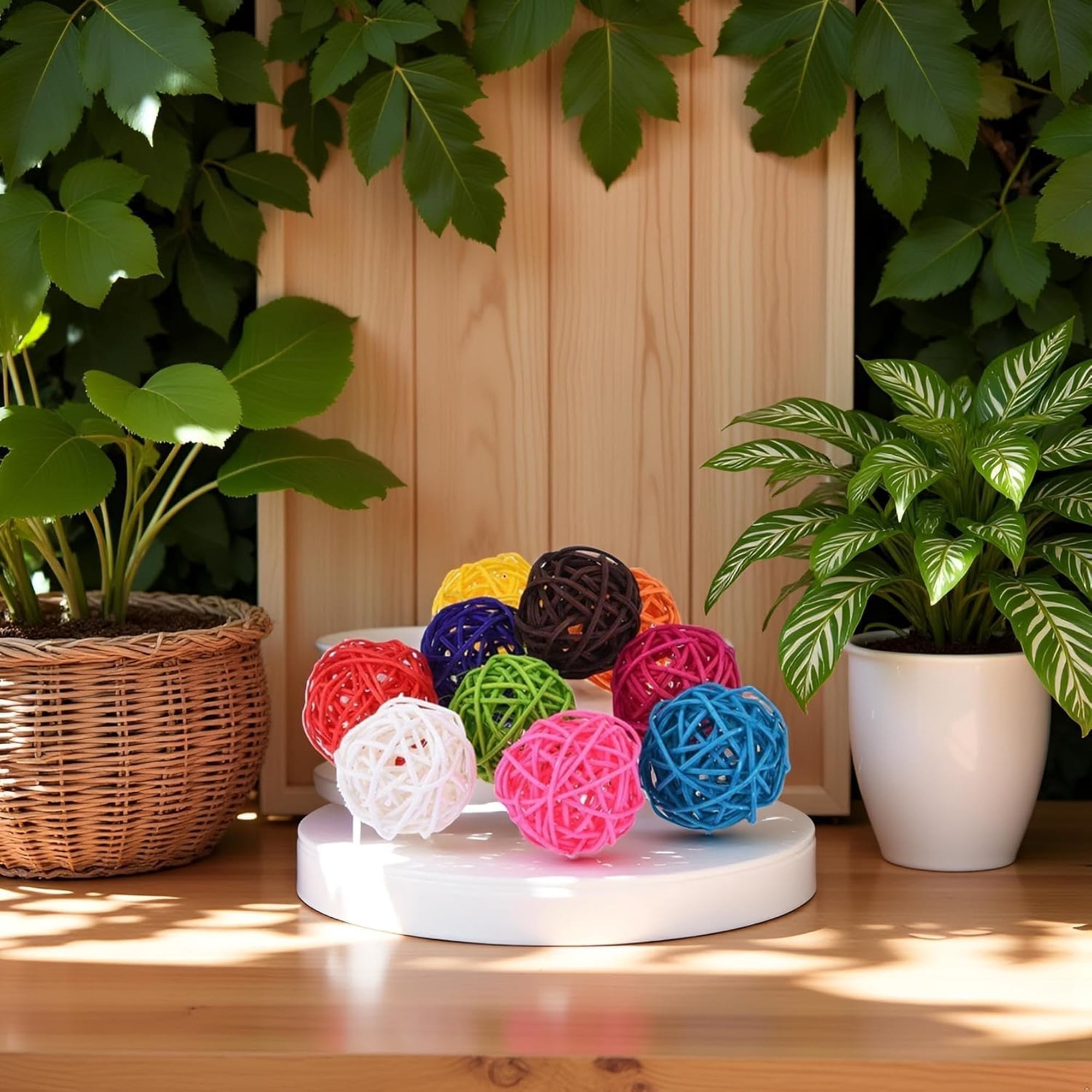 BESTSKY 10Pcs Multicolor Rattan Ballss for Rabbits,Parrot, Rattan Chew Toys, 1.3" Natural Branch Activity Treat Busy for Chinchillas Guinea Pigs Hamsters Gerbils Parrot Bird Small Animal Bunnies Pet