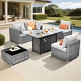thumbnail image 6 of Vcatnet 6 Pieces Outdoor Patio Furniture with Fire Pit, Wicker Outdoor Conversation Set, Outdoor Sectional with Coffee Table, Gray, 6 of 9