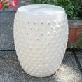 thumbnail image 2 of International Caravan Perforated Antique White Drum Ceramic Garden Stool, 2 of 2