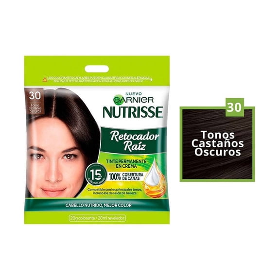 Retocador de raíces Garnier Nutrisse 30 tonos castaños oscuros