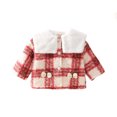 thumbnail image 2 of uublik Girls Coat Button Down Lapel Fleece Jacket with Pockets Fall Winter Outwear Red, Size 1-6 Years, 2 of 6