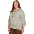 thumbnail image 3 of Alfred Dunner Womens Plus-Size Textured Medallion Bordered Top With Necklace, 3 of 4