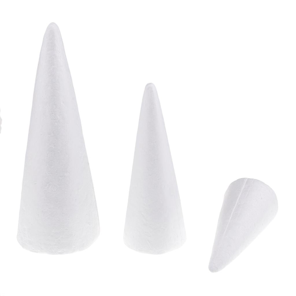 S SERENABLE 15pcs Cone Shape Modelling Polystyrene Foam Ornaments Balls for Creative diy for art Crafts Floral Arrangement Sculpture Materials - 15/20/25cm