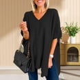 thumbnail image 6 of comerut Women Fall Winter Sweater Irregular Hem Solid Color Loose V Neck Pullover Soft Knitted Thick Warm Cape Style Lady Sweater, 6 of 8