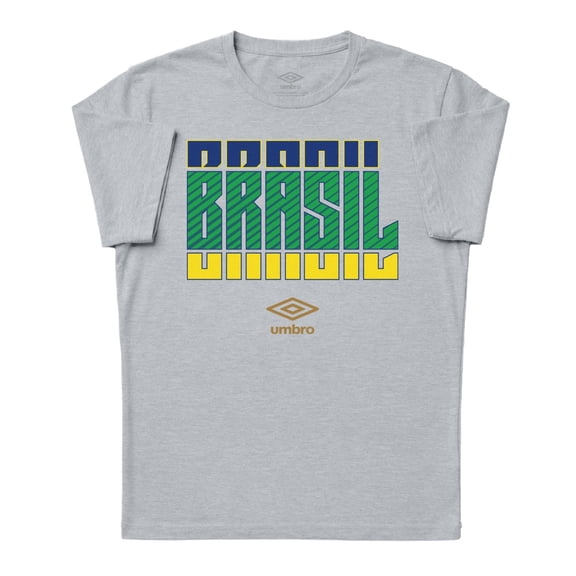 Umbro Men's Brasil Stacked Soccer T Shirt (Grey Heather, S-XXXL)