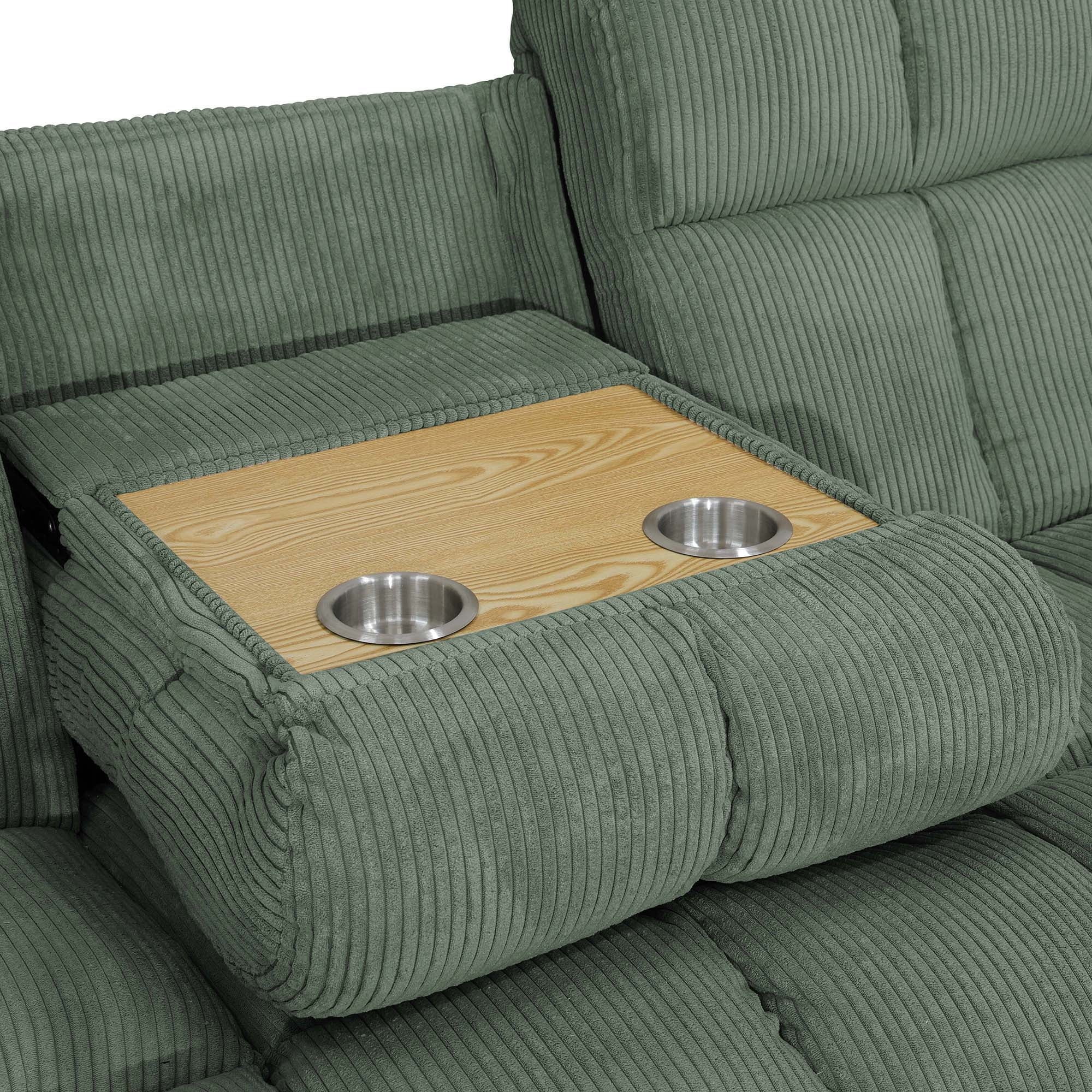 Aukfa 3-Piece Recliner Sofa Set - 90" 3 Seat Recliner with Flip Backrest Cupholder, Home Theater Seating, Green