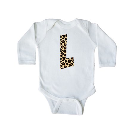 

Inktastic Leopard Print Letter L Gift Baby Boy or Baby Girl Long Sleeve Bodysuit