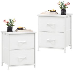 Eunos White Nightstands, Set of 2 Small Bedside Tables