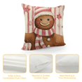 thumbnail image 4 of COMIO Pink Christmas Throw Pillow Covers Cute Smiling Gingerbread Man Pillow Case Pink and White Stripe Pillows Let It Snow Snowflake Decorative Cushion Cover for Winter Home Decor Couch Sofa Bed, 4 of 5
