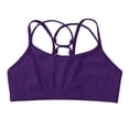 thumbnail image 3 of Yartina Kids Girls Criss-Cross Crop Tops Sports Bra for Gymnastics Ballet Dance Stage Performance Purple 8, 3 of 7