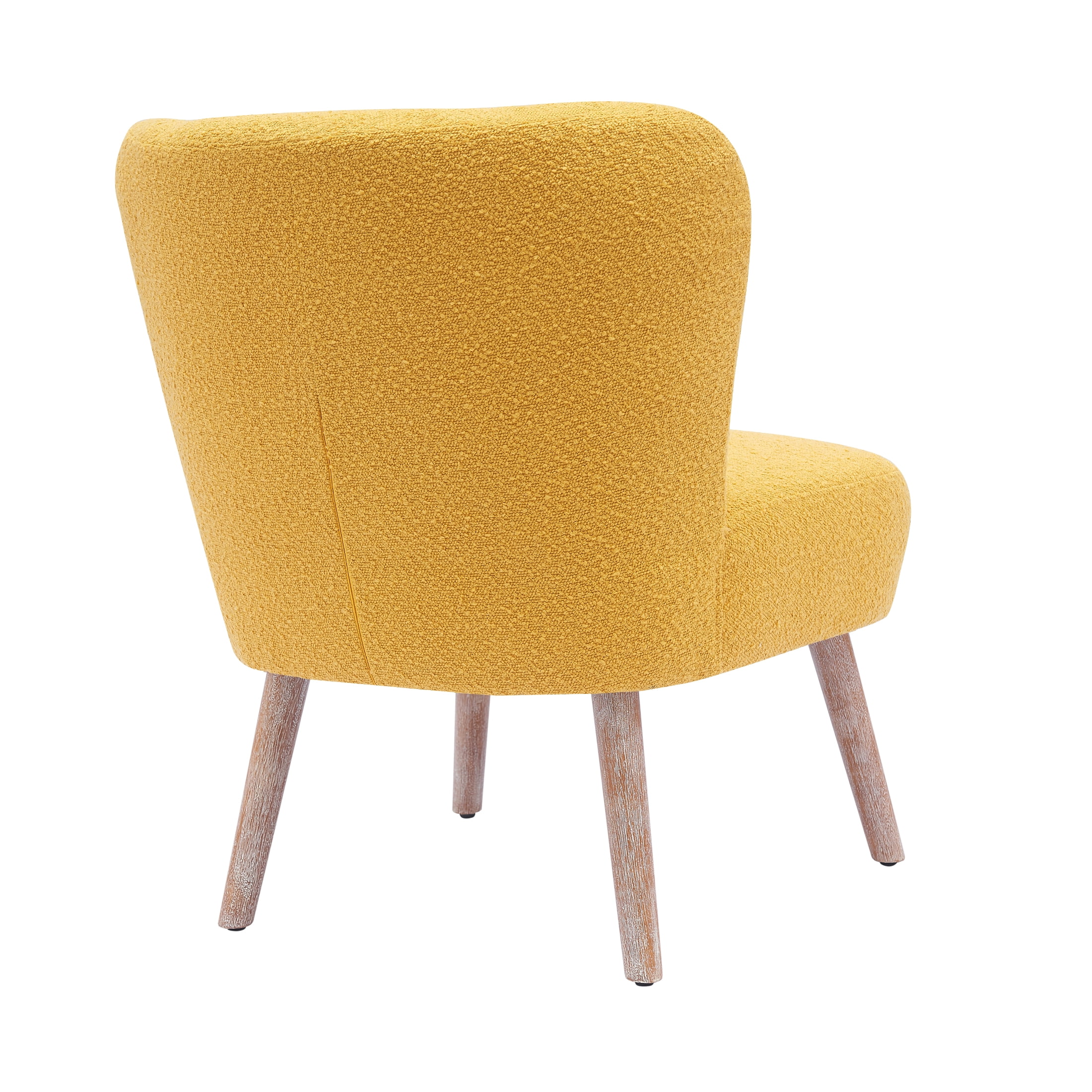 Modern 25" Wide Wingback Accent Chair with Water and Stain Resistant Boucle Upholstered Fabric, Mustard