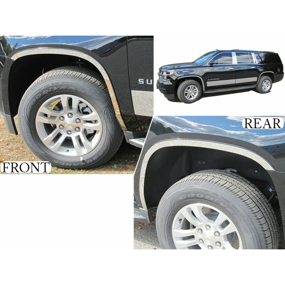 Stainless Steel Wheel Well Trim 4Pc Fits 20152020 Chevy Suburban