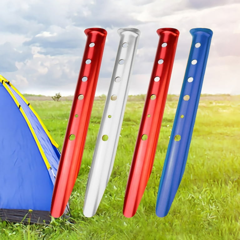 Hesroicy 4Pcs Camping Tent Stake U shaped High Hardness Strong Load bearing Fixed Tent Aluminum Alloy Beach Camping Tent Pegs Camping Supplies