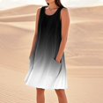 thumbnail image 1 of WILLBEST Vestidos Largos Vestido De Lino Para Mujer, Vestido Playero Informal Hasta La Rodilla, Sin Mangas, Estampado De Verano, Con Bolsillos, 1 of 3