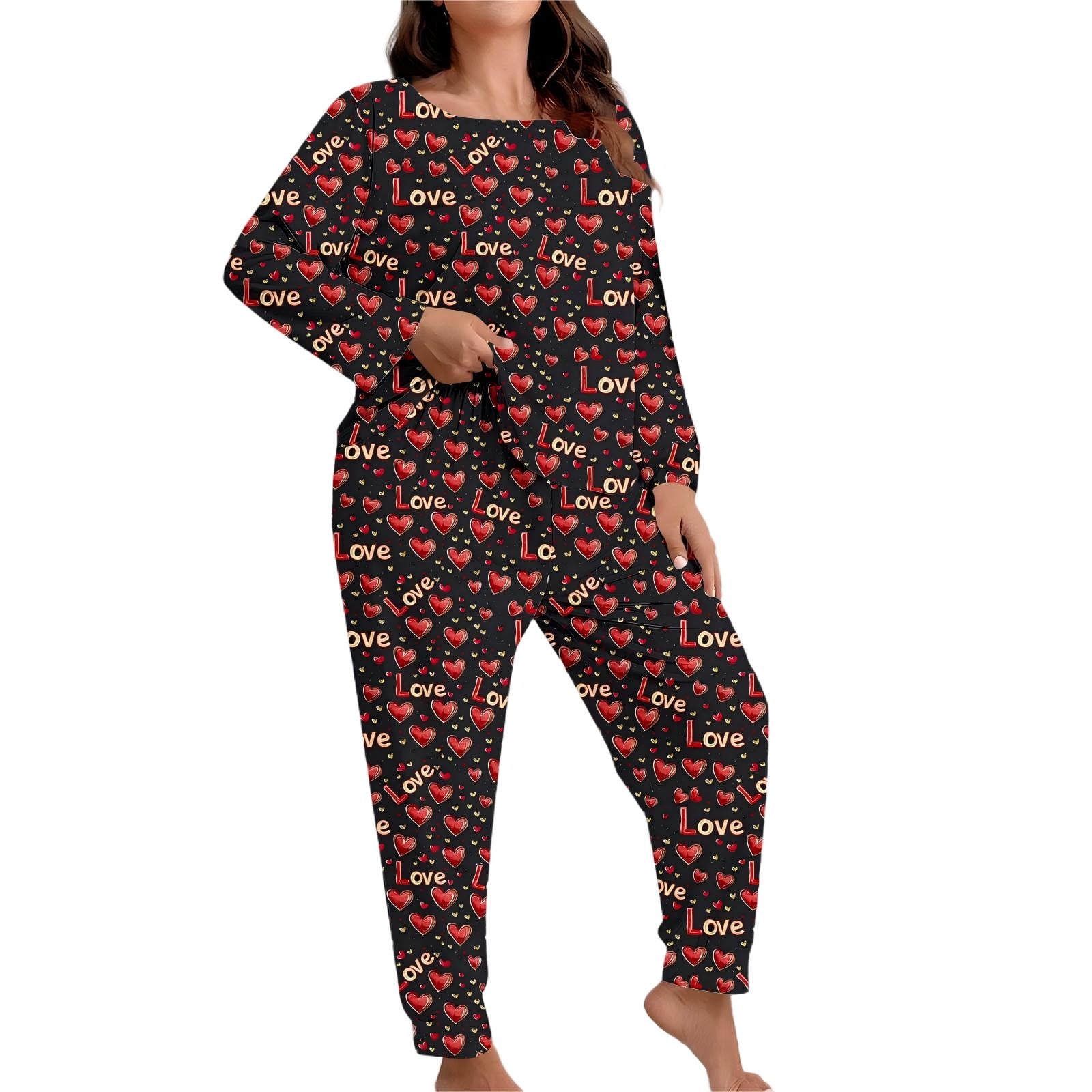 y-m❤️ページ Lorytime Womens Long Sleeve Pajama Sets Valentines Heart Letters
