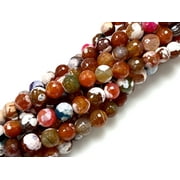 Natural Fire Agate Gemstone Beads / Faceted Round Shape Beads / Healing Energy Stone Beads / 10mm 2 Strands Beads For DIY Jewelry Making
