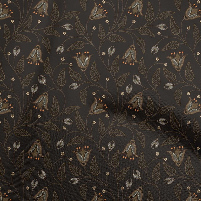 oneOone Viscose Chiffon Brown Fabric Floral Sewing Craft Projects Fabric Prints By Yard 42 Inch Wide