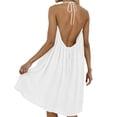 thumbnail image 5 of Hurxie Cami Backless Dresses for Women Solid Color Spaghetti Strap Low Back House Linen Dress Tea Length Gauze A Line Dress White,M, 5 of 6