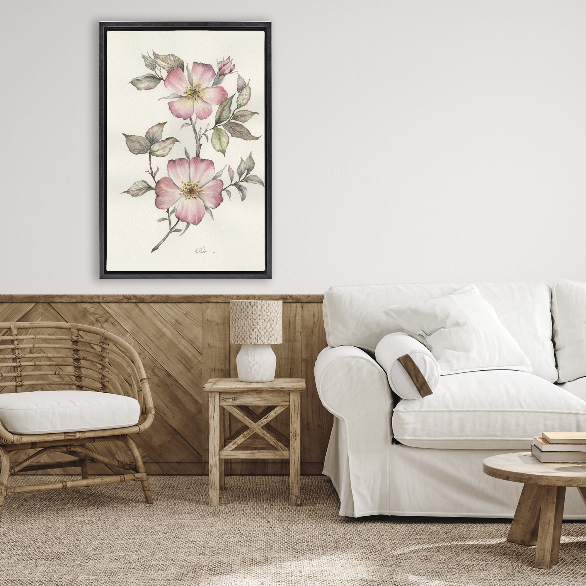 Stupell Industries Two Flowers Natural Study Black Framed Floater Canvas Wall Art, design by Cady Driver