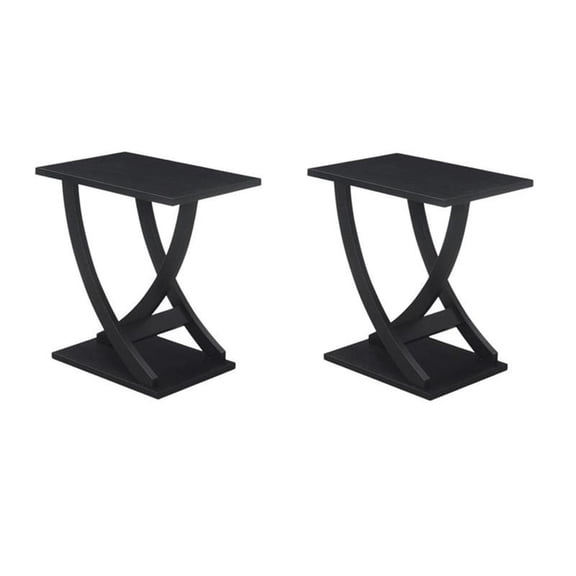 Pemberly Row Set of 2 Criss-Cross Chairside End Tables in Black Wood