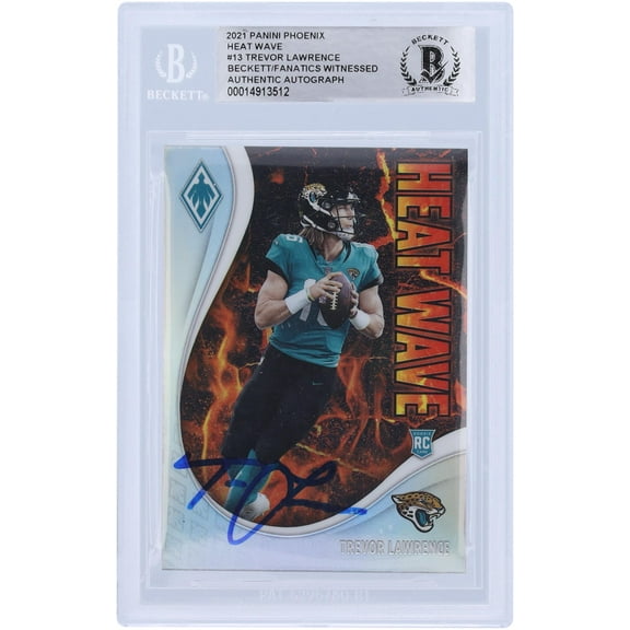 Trevor Lawrence Jacksonville Jaguars Autographed 2021 Panini Phoenix Heat Wave #13 Beckett Fanatics Witnessed Authenticated Rookie Card - Fanatics Authentic Certified
