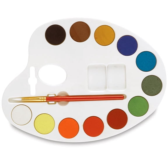 Richeson Opaque Watercolor Pan Set - Palette Shape, Set of 12
