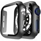 thumbnail image 1 of 2 Pack Hard Case Compatible for Apple Watch SE/Series 6/5/4 44mm with 9H Tempered Glass Screen Protector, [Touch Sensitive] [Full Coverage] Slim Bumper Protective Cover for iWatch 44mm (Black, 44mm), 1 of 5