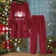 thumbnail image 1 of Puntoco Ropa de dormir para mujer Conjunto de dos piezas de top y pantalón de color liso con cuello redondo y costuras largas e informales para mujer, 1 of 3