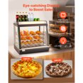 thumbnail image 4 of KFFKFF 3-Tier Commercial Food Warmer Display, 1200W Food Display Warmer with LED Light, Top Storage and Adjustable Shelves, 86℉~185℉ Steam Heating, 75L, 4 of 9