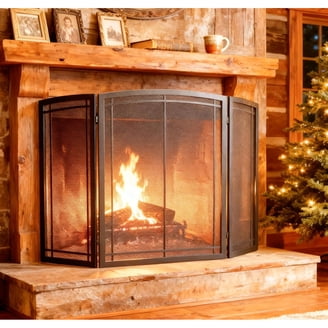 Smith & Hawken Folding Mesh Arch Fireplace Screen in Black/Bronze