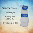 thumbnail image 5 of Diabetic Socks 6 Pairs Mens Non-Binding Crew Length White, Size 13-16, 5 of 6