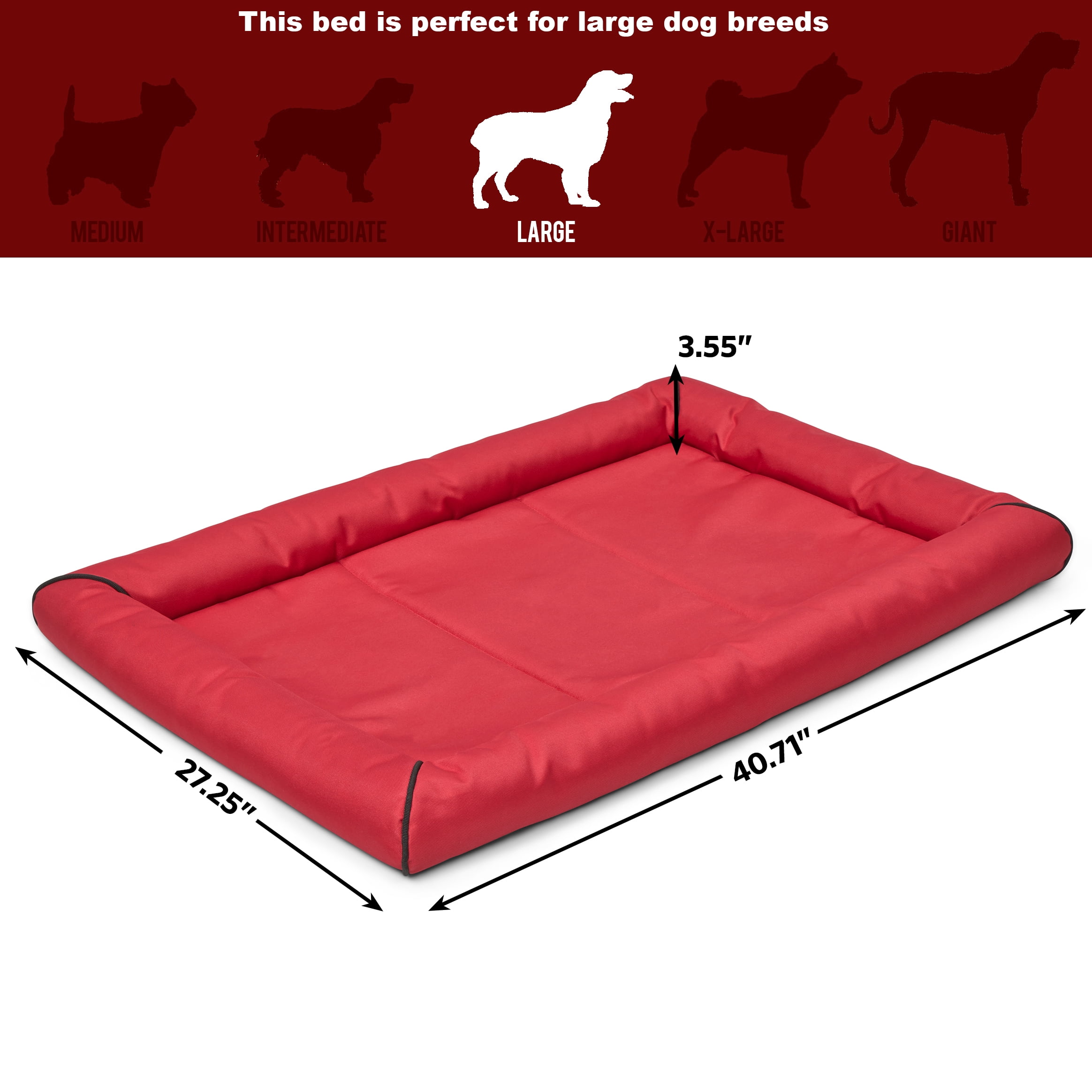 MidWest Homes for Pets Maxx Dog Bed Designed to Fit a 42-Inch Dog Crate, 42-Inch, Red