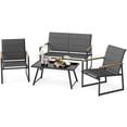 thumbnail image 2 of Costway 4 PCS Patio Furniture Set with Padded Fabric Seat & Wood-Plastic Armrests Table, 2 of 9