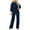 Navy, variant on Staron Women's Fall Winter Jumpsuit Casual Long Sleeve Crew Neck Belted Romper Loose Fit Solid Color Jumpsuit, Beige XXL