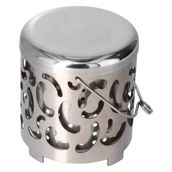 Camping Heater Stove, Portable Mini Size Camping Heating Cover Stainless Steel Camping Heater with Handle for Picnic for Hiking for Outdoor