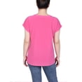 thumbnail image 3 of NY Collection Women's Short Extended-Sleeve Grommet Neck Knit Top, 3 of 4