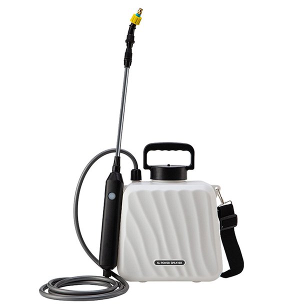 Batería Rociador Eléctrico 5L Powe para Jardín Césped (tubería 2 Metros) Blanco Rojo