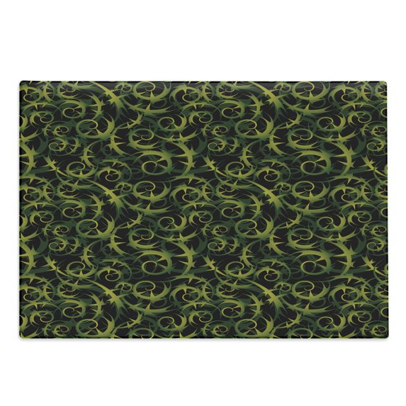 Vines Cutting Board, Rhythmic Abstract Ivy Grape Leaves Print in Dark Tones, Decorative Tempered Glass Cutting and Serving Board, in 3 Sizes, by Ambesonne